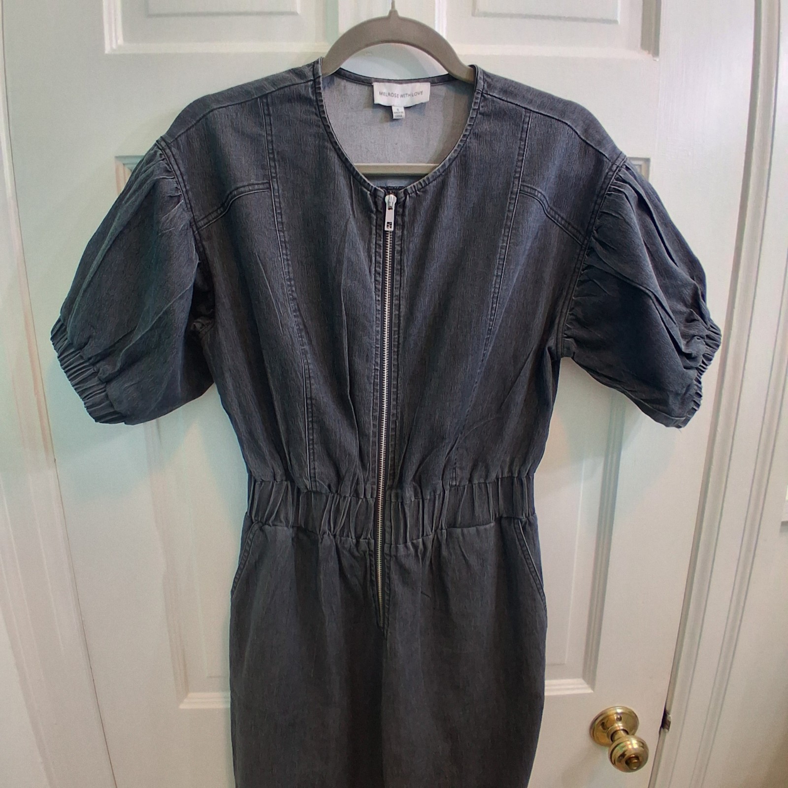 Melrose With Love Jumpsuit Denim Light Black Women's Size Small NEW 26" Inseam