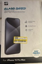 iFrogz Tempered Glass Screen Protector for iPhone 15 Pro Max, Impact Protection