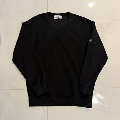 Stone Island Herren Pullover Schwarz Rundhals Langarm Logo-Patch Ärmel Gr. S