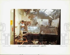 1992 Press Photo A man looks at destroyed store during riot in Los Angeles, CA