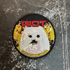 RIOT - FIRE DOWN UNDER HEAVY METAL PATCH BLACK BORDER