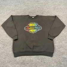 Vintage 80s Michigan Mackinac Island Raglan Sweatshirt XL 24x27 Black