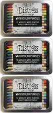 Ranger Ink Bundle - Tim Holtz Distress Watercolor Pencil 4 Count Pack of 3 