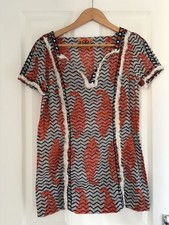 Tory Burch Authentic Koi fish Swim V Neck Tunic Dress Top CoverUp UK 10 *NEW *