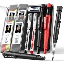 2 Pack Carpenter Pencils with Sharpener, Mechanical Carpenter Pencils with 38...