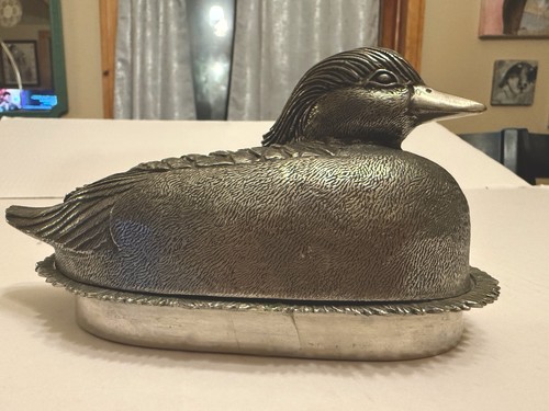 Beautiful Vagabond House Pewter Mallard Duck Butter Dish Rare
