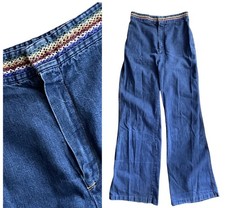 Vintage 70s Bell Bottom High Waist Rainbow Boho Hippie Jeans 30 X 34 28/29 