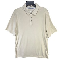Tommy Bahama Polo Shirt Mens L Beige Tan Tencel Modal Golf Breezy Casual Coastal