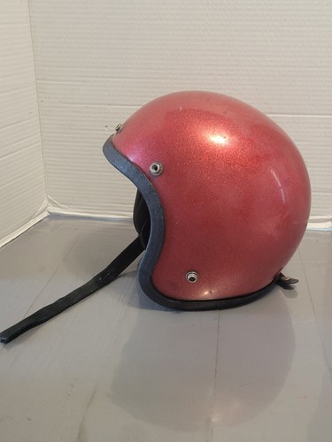 70s Vintage Red Metal Flake Motorcycle Helmet Easy Rider ROP Retro
