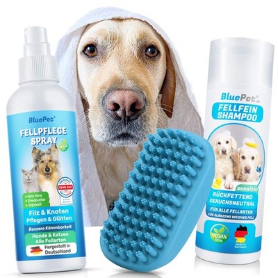 Wellness-Pflegeset Hunde mit Badebürste/ Hundebürste + Hundeshampoo + Fellspray