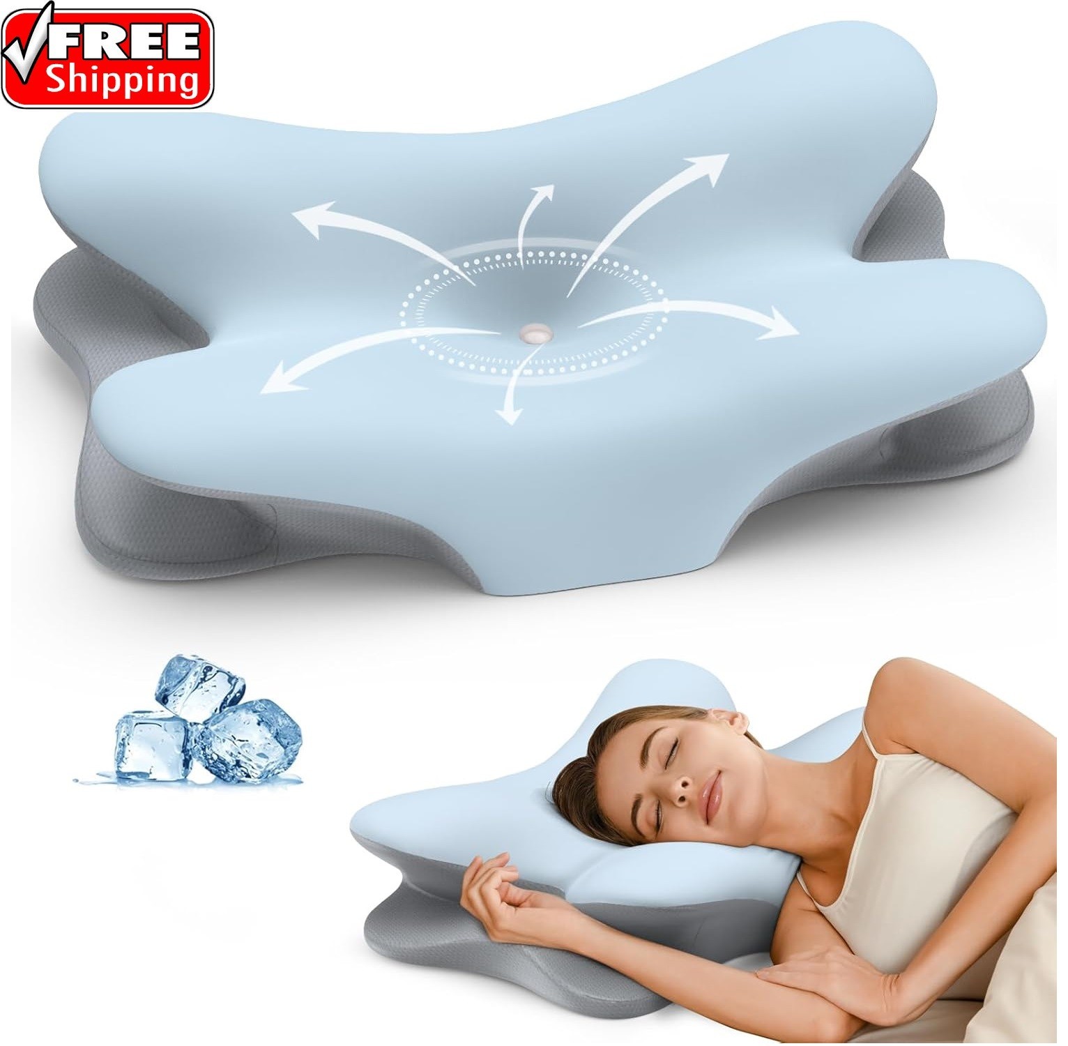 Almohada lateral para dormir con orificio para el brazo, sistema mejorado de alivio de hombros para el dolor de cuello