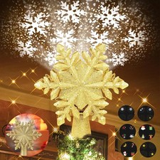 Christmas Tree Topper Lighted with 6 Projection Modes,Christmas Star Tree Topper