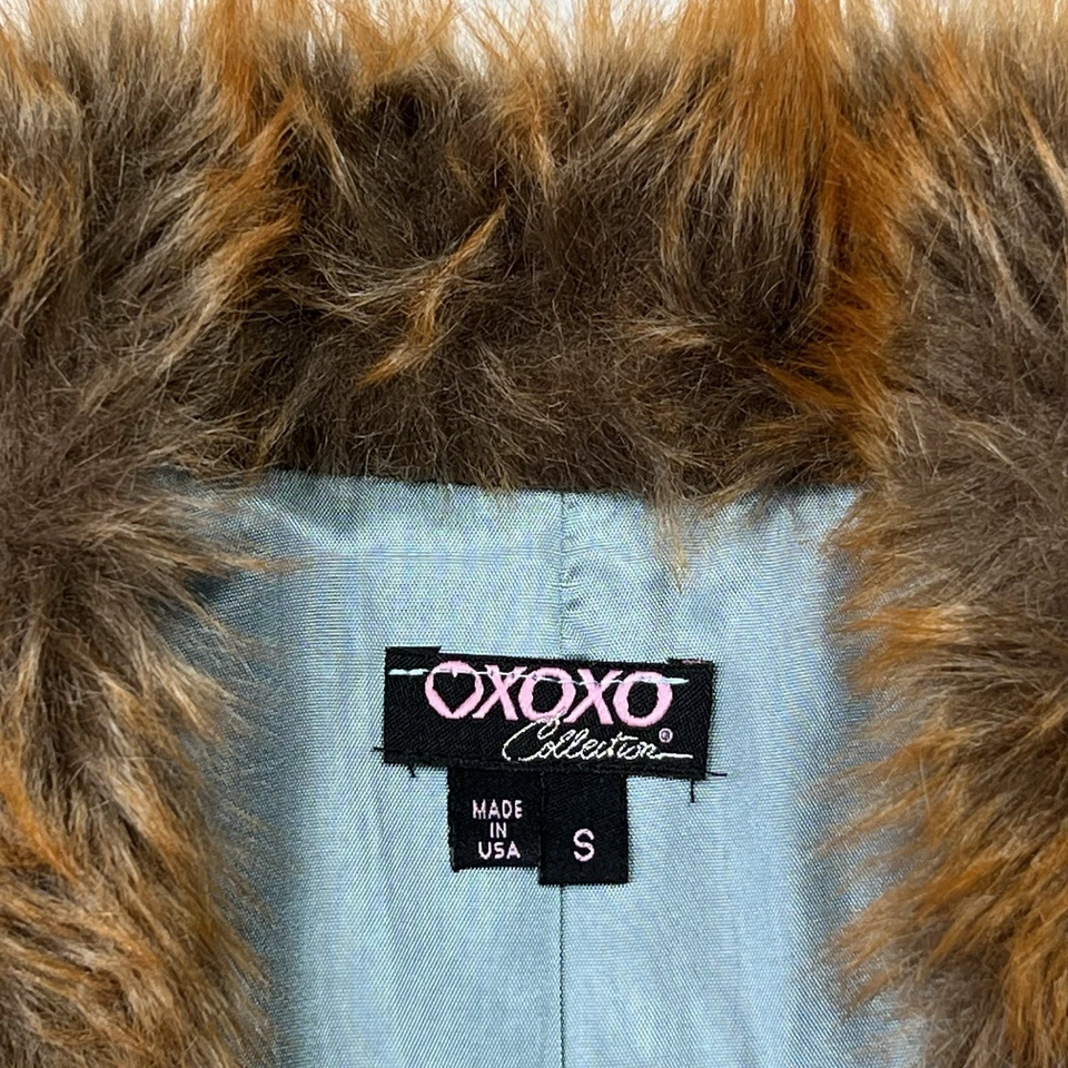 Blazer de Colección XOXO Años 90 Y2K Imitación Piel de Zorro Forrado Tapiz Recortado Para Mujer S EE. UU. Raro Foto 2 de 4