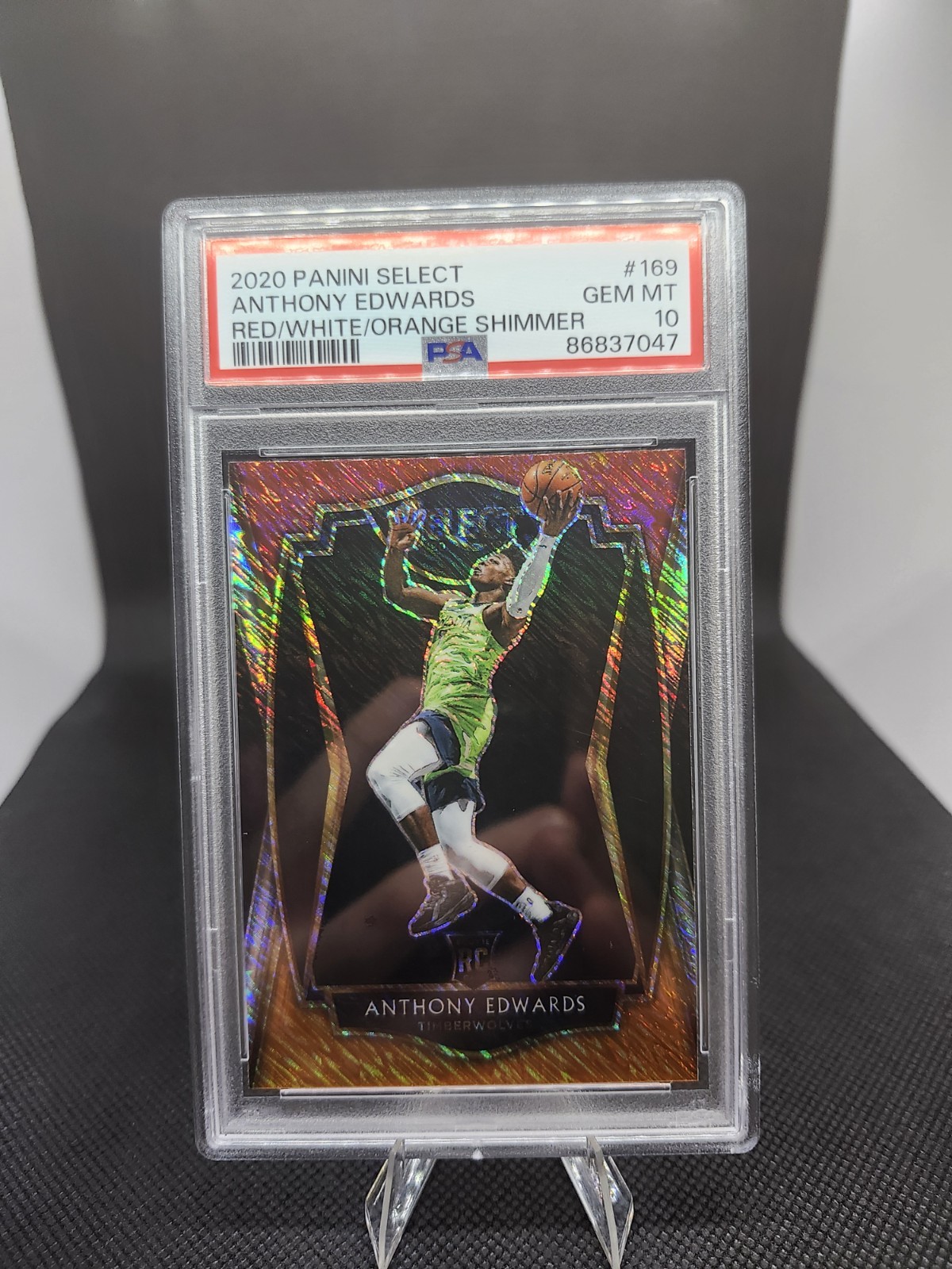 2020-21 Select - Anthony Edwards #169 Red White Orange Shimmer Prizm (RC) PSA 10