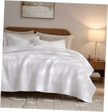 Striped White 100 Cotton Quilt California Cal California King Striped-white