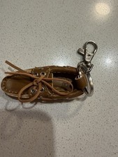 Sperry Miniature Boat Top Sider Shoe leather Keychain Brown Rare Gift Brand New