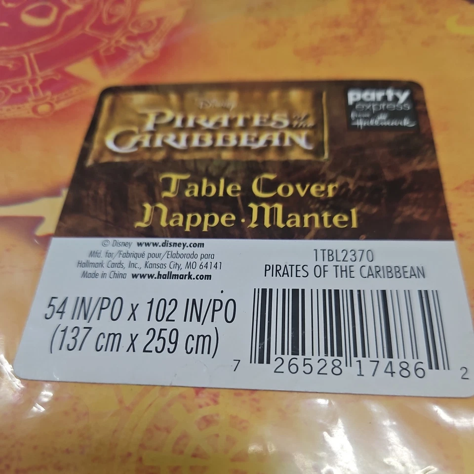 Hallmark Mantel Fiesta PIRATAS DEL CARIBE Disney PLÁSTICO Cubierta Cumpleaños Foto 3 de 3