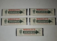 Vtg Wrigley's Spearmint Chewing Gum 5 Sticks c.1940s WWII Retro Candy Unopened