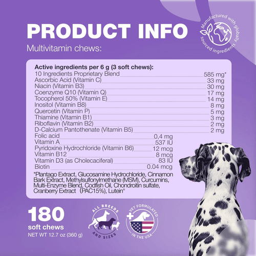 Dog Vitamins 15 in 1 Multivitamin Chews with MSM for Hip Joint Health Support - Picture 6 of 8