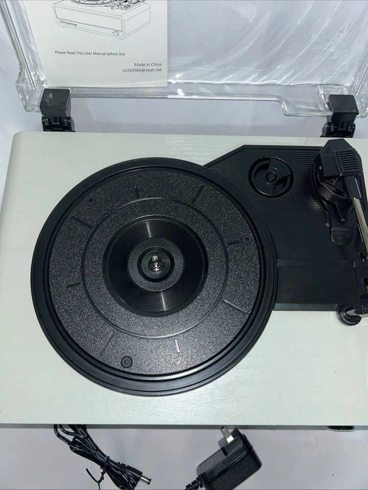 White Vinyl Record Player With Speakers Bluetooth  USB RCA 3 Speeds Udreamer - Image 4 of 4