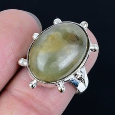 Gorgeous Aquamarine Gemstone Handmade 925 Sterling Silver Ring Size 7.5