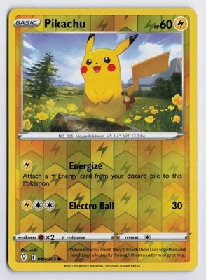 Pikachu - SWSH07 #049/203 SWSH07: Evolving Skies Reverse Holofoil LP