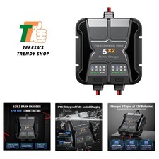 2 Bank Marine Battery Charger 5X2, 10A 5A/Bank - 12V Boat Charger