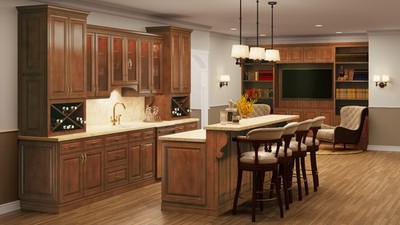 RTA Wood 10X10 Casselberry Saddle Kitchen Cabinets Elegant Brown Birch + Glaze