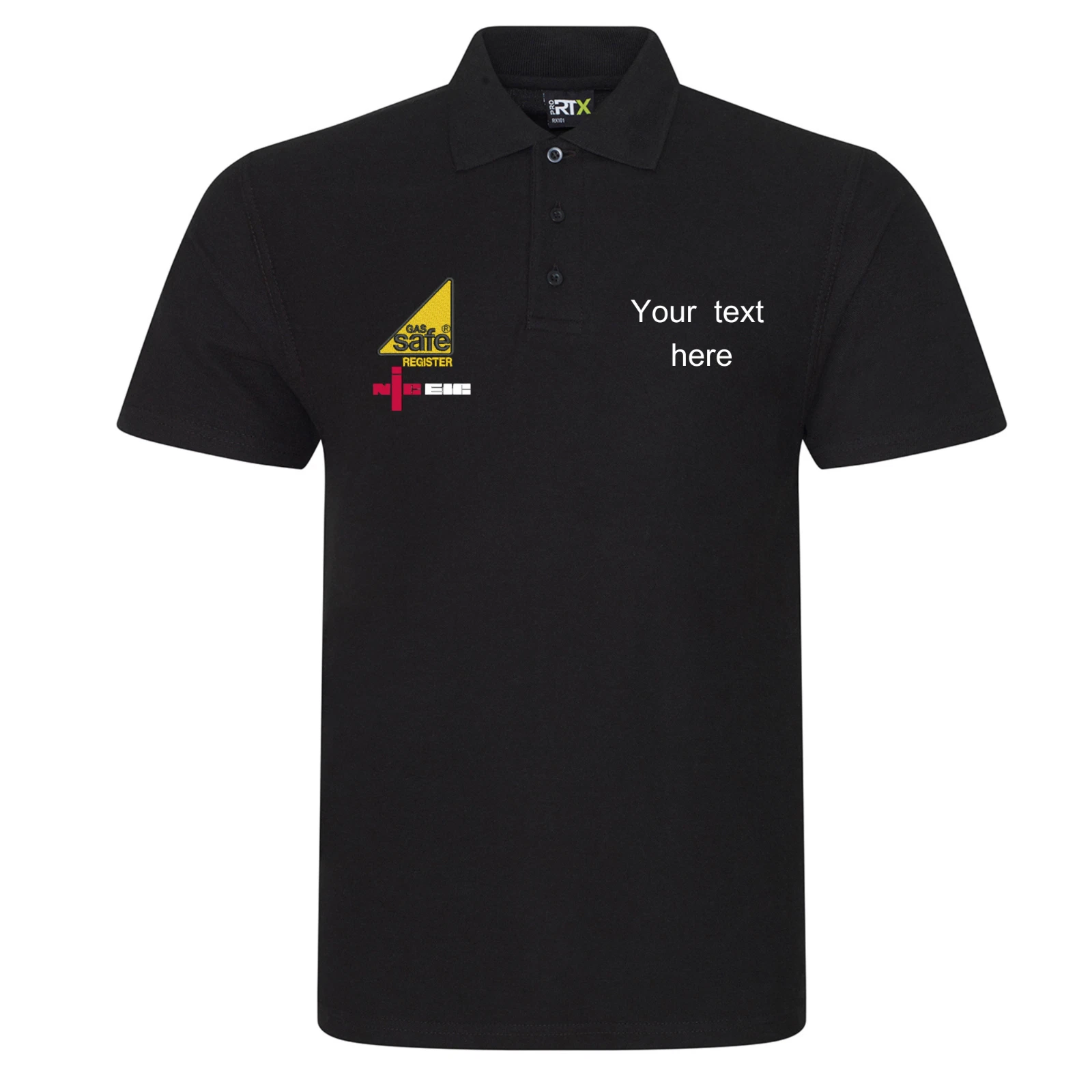 Gas Safe NICEIC polo plumber boiler fitter work wear, embroidered polo shirt