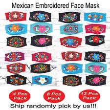 Mexican Face Mask Embroidered-Flower-Cotton Reusable Washable Mouth Cubre bocas