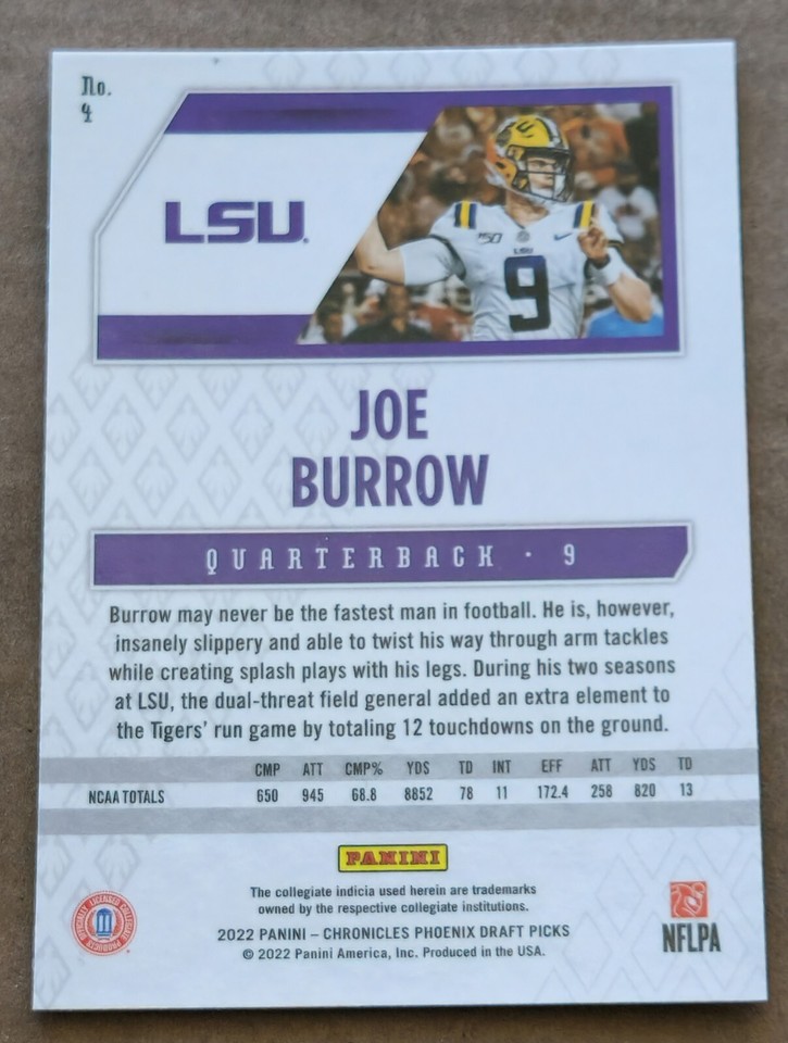 2022 Panini Chronicles Draft JOE BURROW Phoenix Base Card #9 | eBay