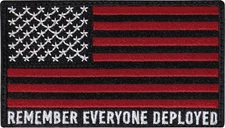 R.E.D. Remember Everyone Deployed US Flag Hook Patch 3.5" x 2"