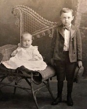 EARLY 1900's CABINET PHOTO - ADORABLE LITTLE BOY HOLDING HAT  INFANT SITTING