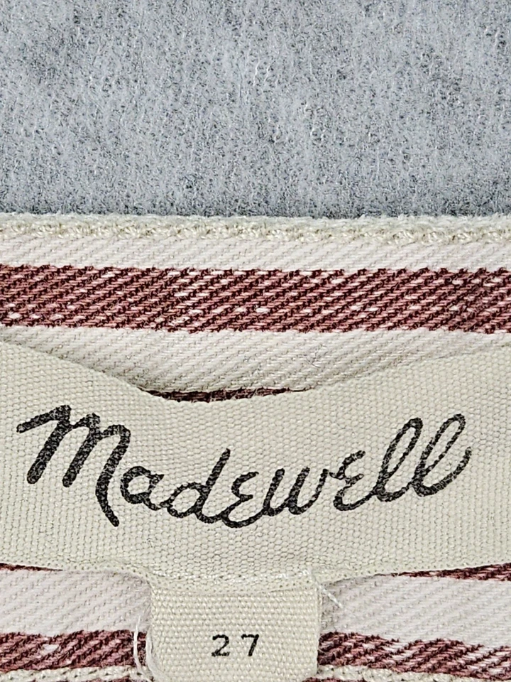 Falda Madewell Mujer Talla 27 Roja Blanca Rayas Elastizada Denim Recta Foto 4 de 4