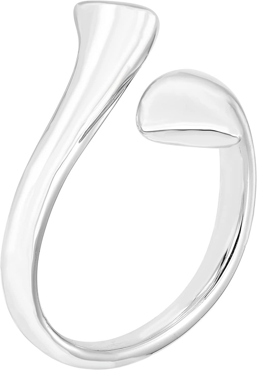 Bold Open Bypass Twist Ring - .925 Sterling Silver, Wide Tapered Band Statement Ring