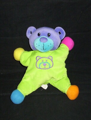 11'' Lamaze Loop A Long Bear Green Baby Plush Stuffed Animal Purple Blue Lovey 