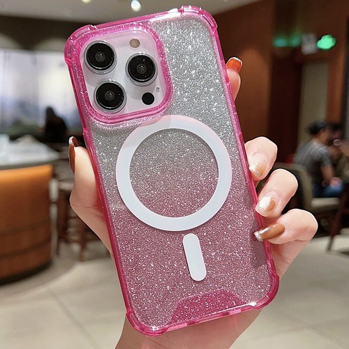 Glitter Sparkle Magnetic Cover Clear Case For iPhone 11 12 13 14 15 16 Pro Max - Zdjęcie 18 z 35