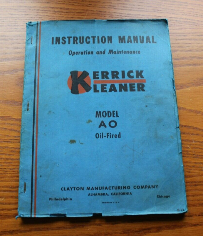 Instruction Manual Operation and Maintenance Clayton Kerrick Steam Cleaner Model