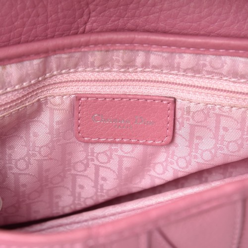 CHRISTIAN DIOR PINK CALFSKIN EMBROIDERED FLORAL ROMANTIC SADDLE BAG - 第 8/12 張圖片