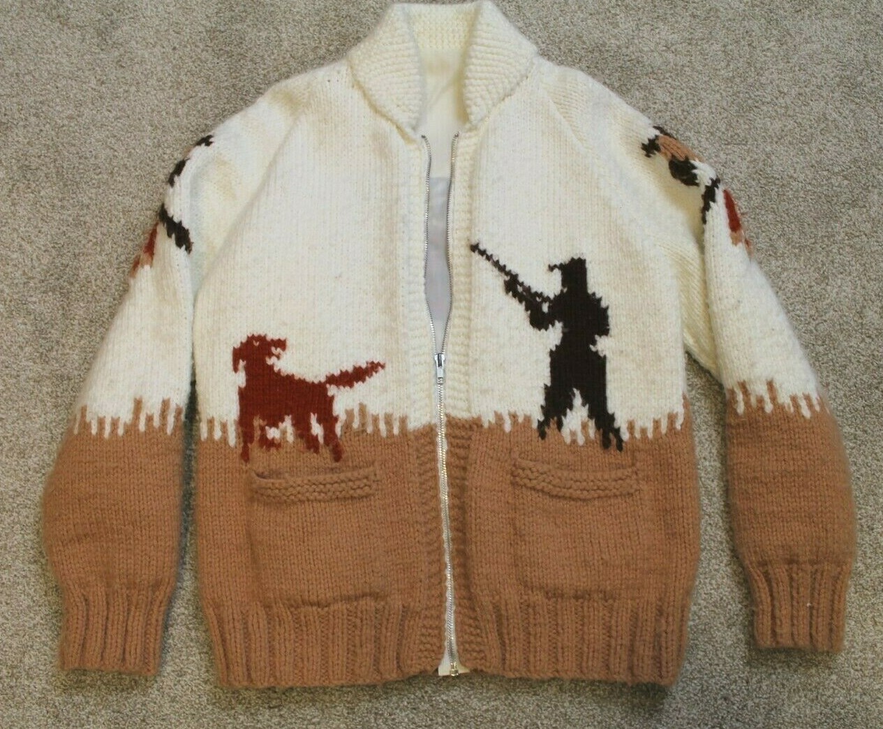 Vintage Mens Hand Knit Pheasant Hunting 
