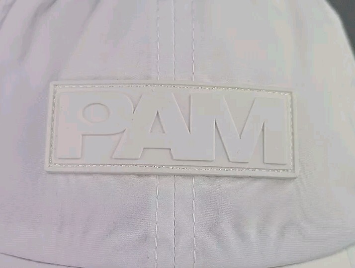 Perks and Mini Hat White Nylon P.A.M rubber logo strapback cap
