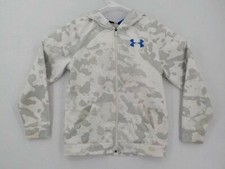 UNDER ARMOUR HOODED SWEATSHIRT YOUTH SZ L SNOW CAMO LONG SLEEVE UNISEX STAINS