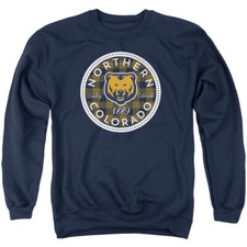 Uni of Northern Colorado Adult Crewneck Sweatshirt Plaid, Navy, S-3XL