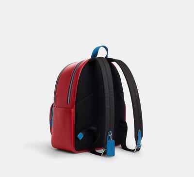 ??NWT! Coach Court Backpack Colorblock Blue/Red CR768 Msrp:$450.00 NWT Coach Court Backpack In Colorblock CR768/CZ599/CZ600  main image 2
