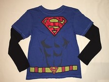 NWT DC COMICS SUPERMAN long sleeve 2 in1 hirt BOY size 5 blue black