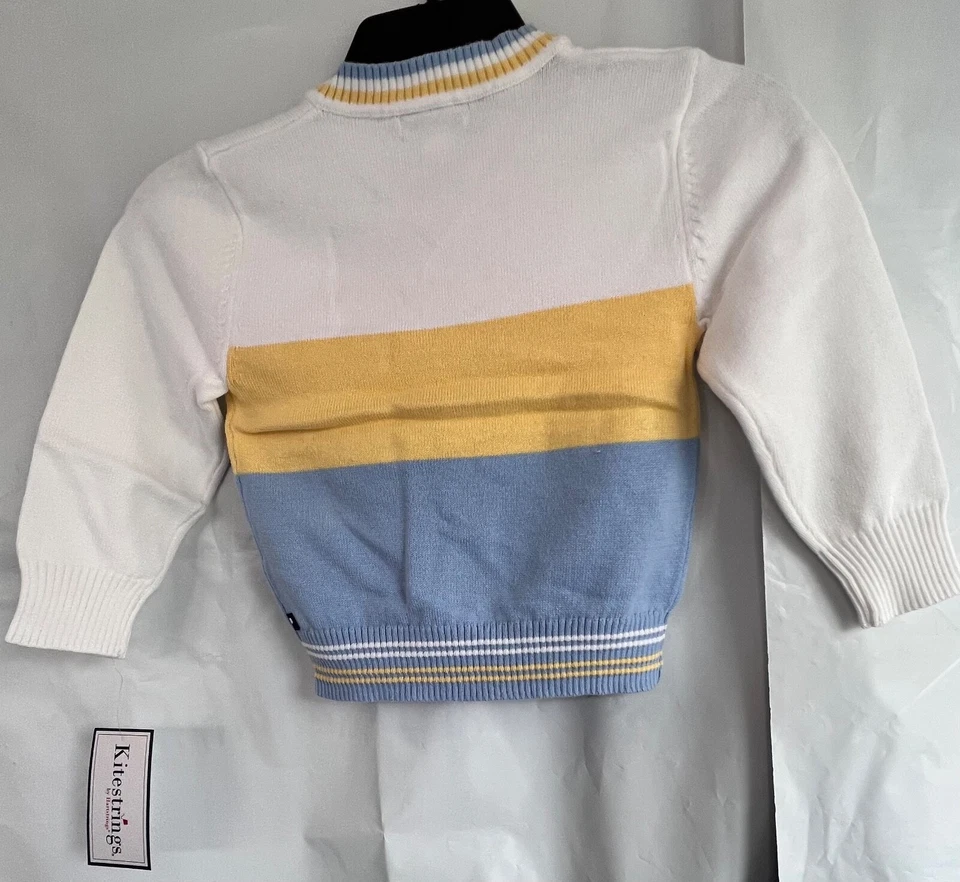 Pullover Ktestrings R1741S de algodón con cuello en V para niños, blanco, 4 Foto 2 de 2