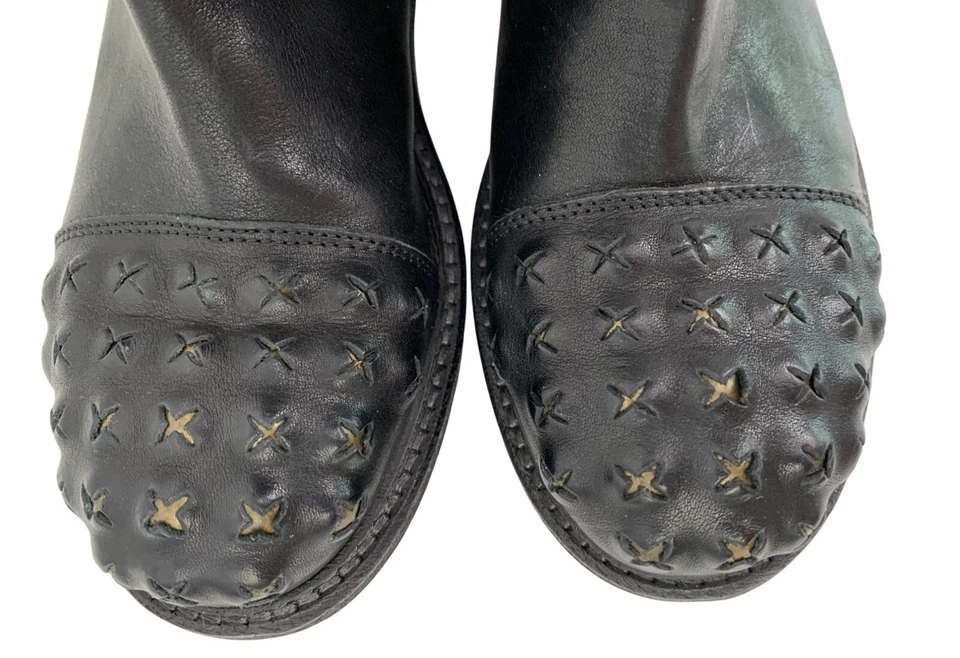 Latitude Femme Italian Leather Tall Boots Moto Slouch Stud Toe Detail Women - Image 2 of 4