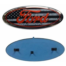 FORD Emblem 9 inch US Flag Black FRONT GRILLE / TAILGATE 9 inch Oval Emblem 1PC