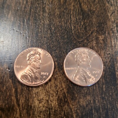 2017 P  Lincoln Shield Cent  LOT of 2  from Bank Rolls Uncirculated