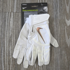 Nike Alpha Huarache Elite Baseball Batting Gloves White Gold Men's Large Leather